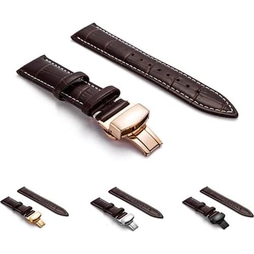 Waterproof Cowhide Wristwatch Bands For Men Women Watches Straps 12 13 14 15 16 17mm with Wooden Box Watch Accessories