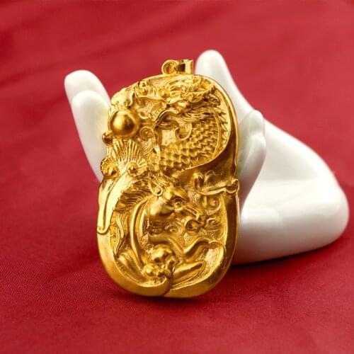 Luxury Yellow Gold Plating Pendant For Men Filled Vietnam Sand Gold Dragon Horse Pendant Wedding Engagement Fine Jewelry Gifts