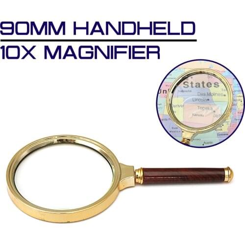90mm Handheld 10X Magnifier Magnifying Glass Lens Loupe Reading Jewelry Magnification
