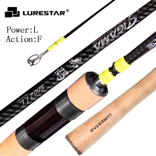Lurestar Fishing Rod Carbon Fiber 2 Section 1.98/2.13/2.21m L Power F Action 2-10g Lure 2-8LB Line Spinning Baitcasting