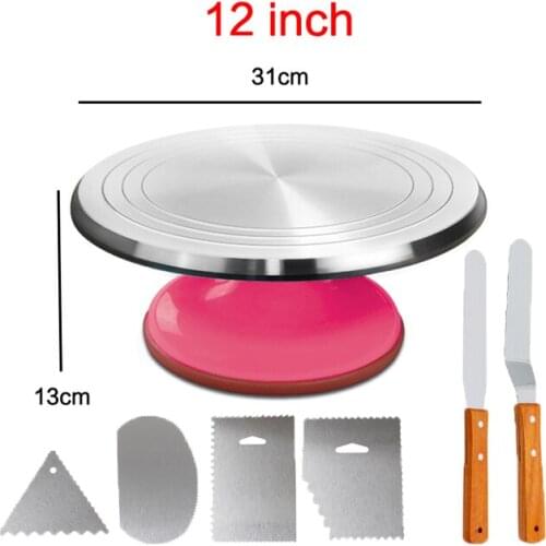 7Pcs/set Turntable Cake Decoration Accessories Set Rotating Cake Stand Tools Metal Stainless Steel Pastry Spatula Scraper