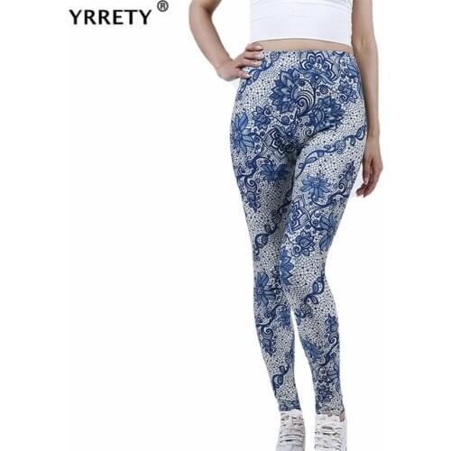 YRRETY Sports Leggings Women Fitness Female Workout Ladies High Waist Push Up Patchwork Print Khaki Petal Splicing Gym Pants