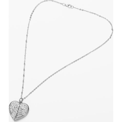 Heart Sublimation Blanks Angel Wing Love Heart Necklaces Custom Lockable Photo Blank MDF Printable Pendant for Women