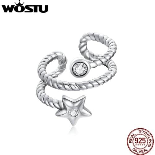 Wostu New Earrings 1PC Silver Star Ear Clip Zircon Clip Piercing Ear Cuff For Women Fashion Jewelry Gift DXE1135