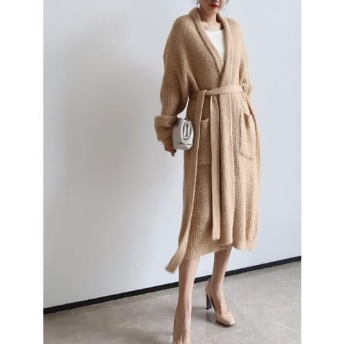 [ZAYAU]Big Size Imitation Mink Sweater Coat womens 2021 New Early Autumn Hair Free Long Simple Temperament Knitted Cardigan