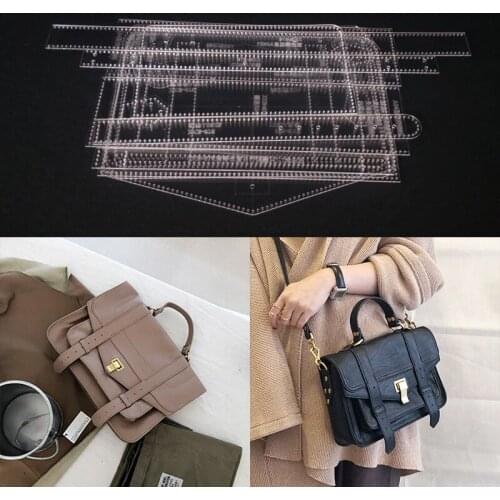 1set DIY Acrylic Leather Template Home Handwork Leathercraft Sewing Pattern Tools Accessory Shoulder Bag 250x180x75mm