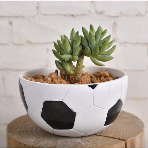 1pc Football Design Flowerpot Resin Succulent Plant Pot Home Decor Bonsai Planter Funny Soccer Shaped Pot