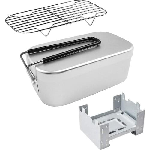 1000ml Lunch Box Mini Folding Stove Steaming Rack Combo Set Camping Tableware for Picnic Camping Hiking Fishing Mountaineering