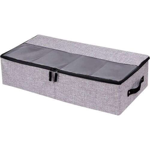 2pcs Underbed Storage Box Thickened Shoes Organizer Container With Zips And Clear Cover For Clothes Blankets Bedding Shoes