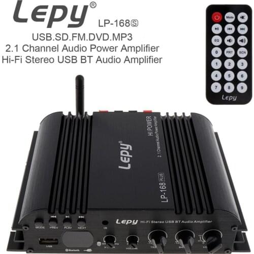 Lepy 45W X 2 Hi-Fi Stereo USB Bluetooth Car Audio Amplifier Support EDR Channel Subwoofer U Disk with Remote Control