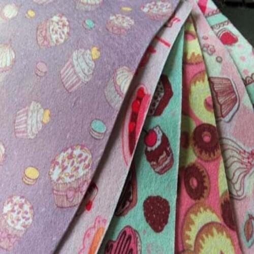 6 Designs 15x15cm Cartoon Cakes Nonwoven polyester felt Fabric Cloth DIY Handmade Sewing Home Decoration Pattern Dolls Cloth