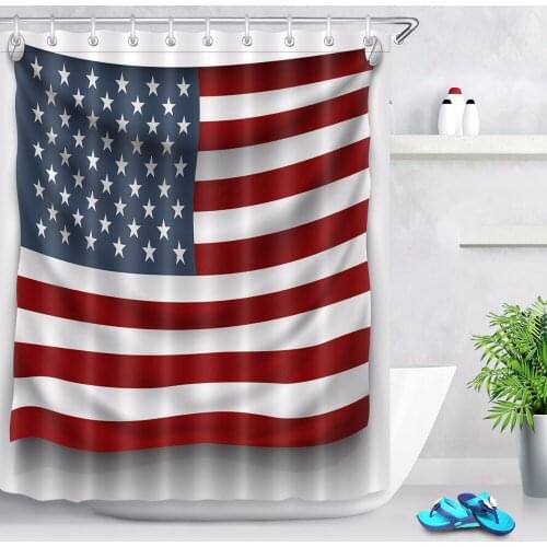 American Flag Shower Curtain Stripe Star Bathroom White Waterproof Washable Mildew Resistant Polyester Fabric for Bathtub Decor