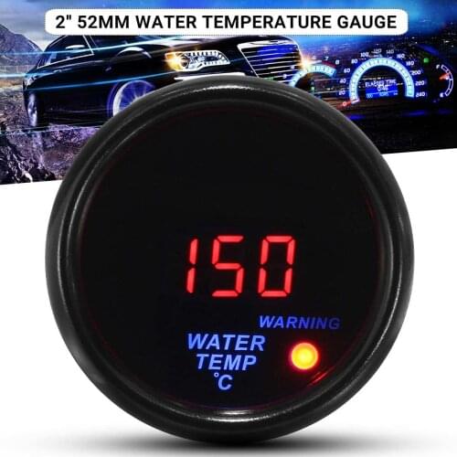 2'' 52mm Water Temperature Gauge 20-150 Celsius Car Universal Meter Red Digital LED Readout Display Black Face with Sensor 12V
