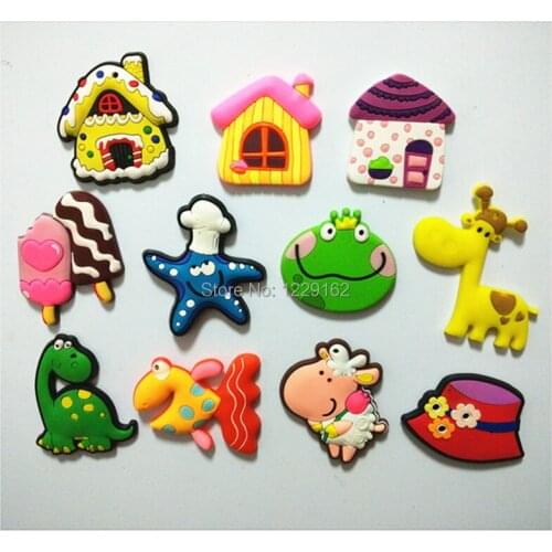 Free shipping (12pcs/lot) New Fashion Cartoon 3D fridge magnets Education learn Silicon Gel Refrigerator Magnets Christmas gift