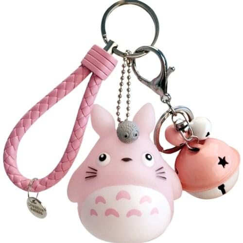 My Neighbor Totoro Ball Keychain Cartoon 3D Character Doll Pendant Key Ring Acrylic Trinket Props Bag Hanging Accessories