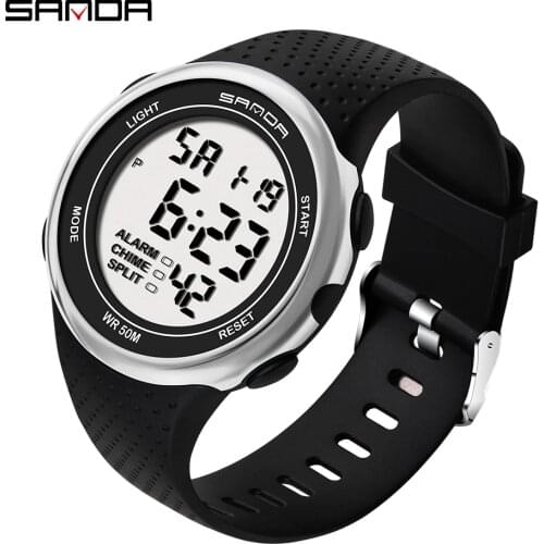 Sanda 375 Mens Watches Led Digital Clock Luxury Electronic Watch Diving Swimming Sport Wristwatches relogio masculino
