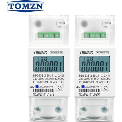 Din rail KWH Watt hour energy meter 220V 230V 50HZ 60HZ voltage current DDS238-2 ZN/S single phase with RS485 MODBUS-RUT