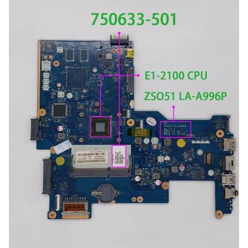 For HP 15-G 15-H Series 750633-501 750633-001 750633-601 ZSO51 LA-A996P UMA E1-2100 Laptop Motherboard Tested & working perfect
