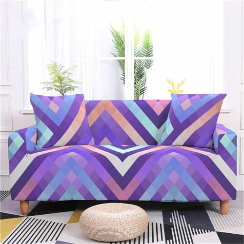 Geometric Stretch Slipcovers Sectional Corner Elastic Sofa Cover for Living Room Colorful Couch L Shape Armchair Cover 1-4 Seat