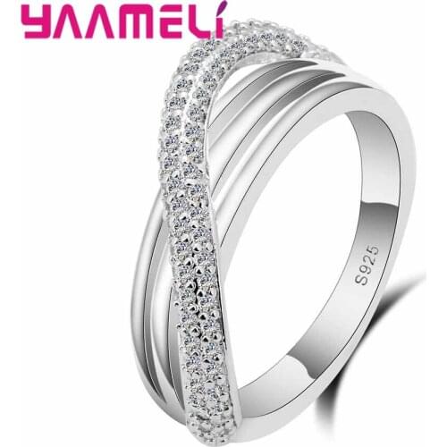 Hot Sale 925 Sterling Silver Rings for Women Men Sideways Cross Infinity Wedding Jewelry Gift Engagement Party Accessory