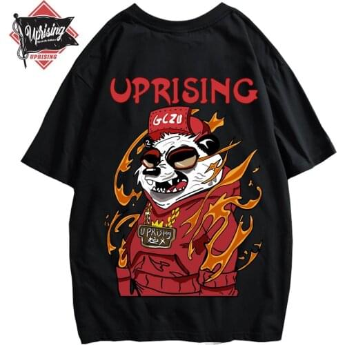 Hip Hop Harajuku T Shirts Men Streetwear New Summer Geometric Panda Printed Casual Male Short Sleeve Tops Tees Worsted UPRISING