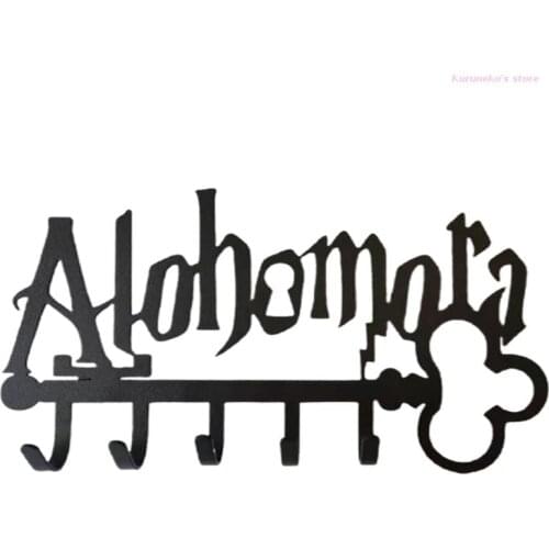 HX6D Halloween Creative Metal Key Holder wih 5 Hooks Iron Art Wall Mounted Adhesive Black Hanger Organizer Hat Towel Rack for