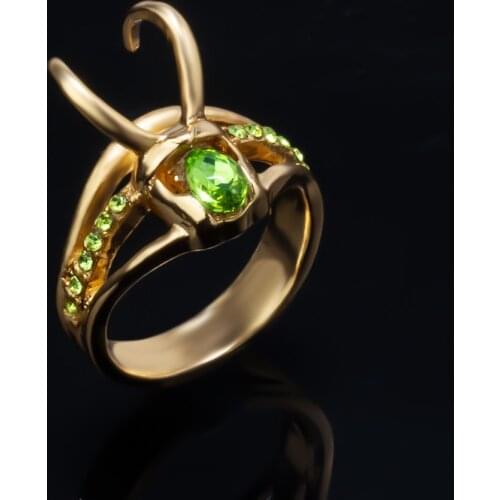 Movie Superhero Loki Helmet Csplay Alloy Ring Charm Jewelry Valentines Day Gift Unisex Metal Prop Accessories