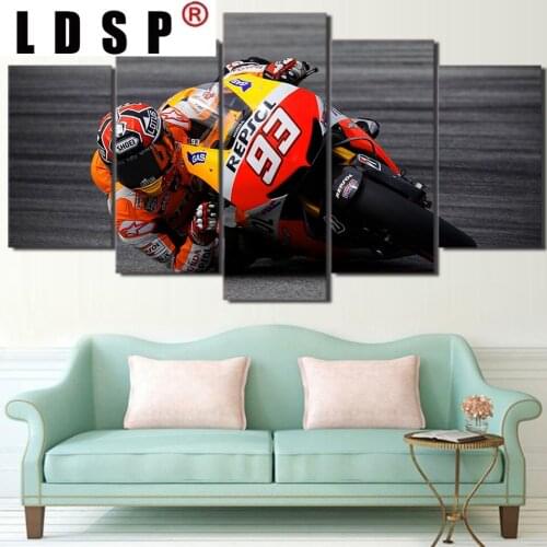 LDSP 5 Panels Sports Motorcycle Racing Modern Canvas Painting HD Print Wall Art Pictures Poster Living Room Home Decoration