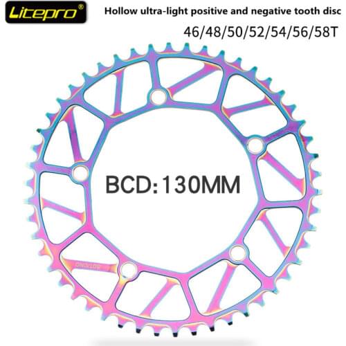 Litepro Ultra-licht Farbe Positive Und Negative Zahn Kette Rad 46/48/50/52/54/56/58T Einzigen Disc 130BCD Kettenblatt