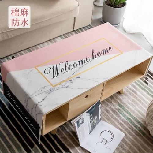 Fashion Home Nordic style cotton and linen Rectangle waterproof simple pink tablecloth Table flag Tea table cover