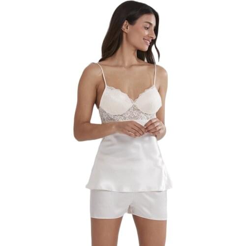 Women XL Plus Size Lace Sleepwear Silk Comfortable Nightgown Sleeveless Nighty Sets Lingerie Pajama Pants White Shorts Set