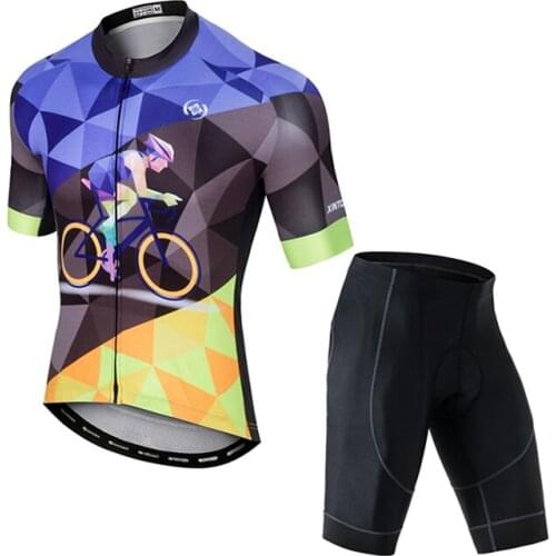 Custom reflective strip cycling suit with zipper clothing summer bike shorts sleeve jersey for bicycle