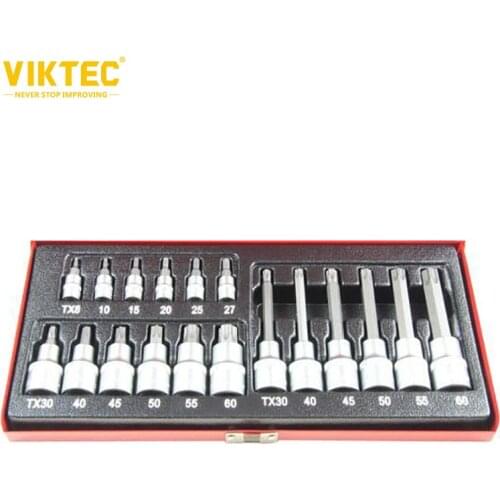 Viktec 18pcs 1/4" and 1/2" Drive Torx Type Bit Socket Set