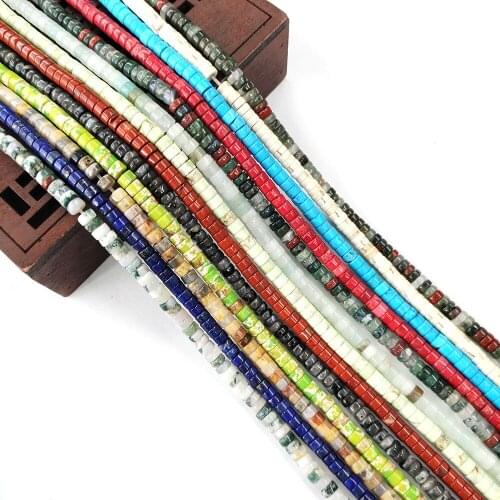 Natural Stone Bead Cylindrical Golden Sand Stone Green Aventurine Crystal Jewelry Making Necklace Jewelry Accessories 15 Inches