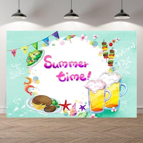 Neoback Underwater Summer Party Barbecue Beer Mermaid Birthday Photography Background Photographic Backdrop For Studio Shoot