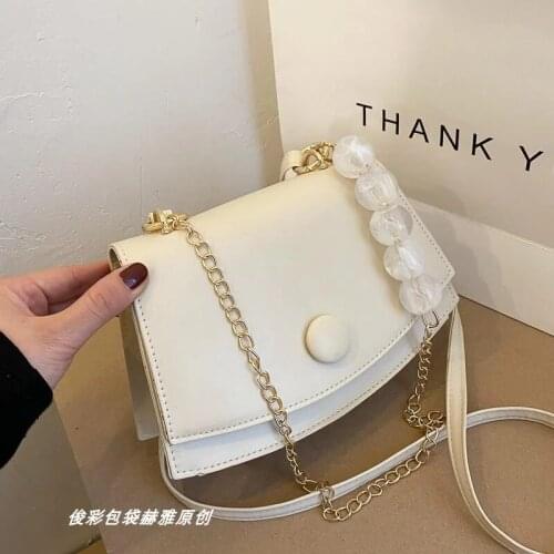 Solid Color Flap Bag PU Leather Shoulder Bags Women 2021 Fashion Spherical Chain Belt Female Crossbody Bag High Quality Handbags