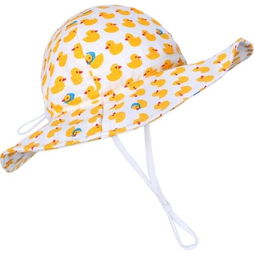 Summer Hat Girl Sun Beach Bucket Hats Wide Brim White Ducks With String Holiday Outdoor Accessory For Baby Toddlers Spring