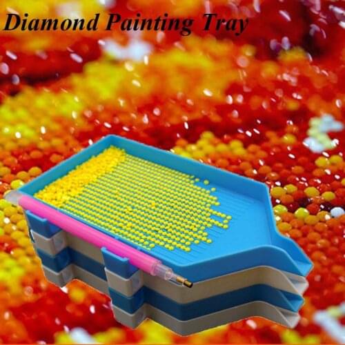 1Pc Plastic Diamond Drawing Tools Point Drill Tray Diy Hanging Pen Drill Tray Solid Color Embroidery Drill Plate