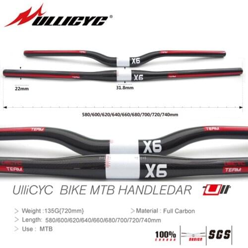 Mountain Bike Full Carbon Cycling Handlebar X6 (Red)(Flat/Rise)31.8*580/600/620/640/660/680/700/720/740mm Free Ship