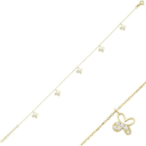 14k (585) Gold Adjustable Butterfly Anklet