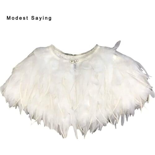 Luxury Ivory Fur Ostrich Feather Coats Wedding Boleros de renda 2018 Formal Women Bridal Shawls Ups Wraps Wedding Accessories