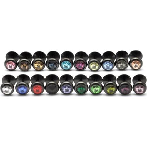 Black 8 mm set auger titanium steel stud earrings stainless steel earrings 20 colors Free Shipping