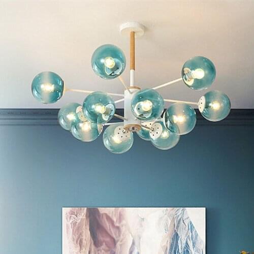 Scandinavian chandelier lighting Nordic wooden chandeliers kids room Light Led bubble lamp For dinning kitchen island lighting