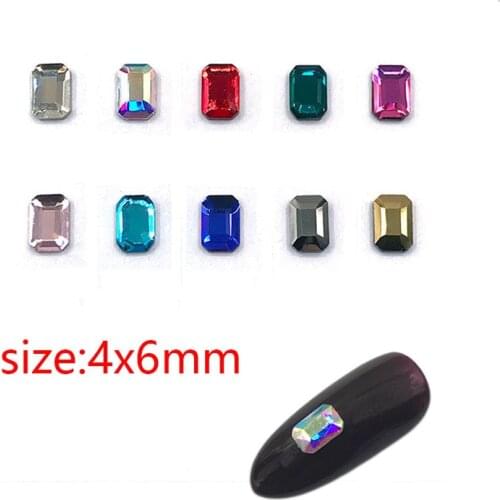 30/100Pcs Nail Art Rhinestone 4x6mm Re-octagonal Flatback Glass Crystal Shiny Stones For Nail DIY Decoration Rhinestone