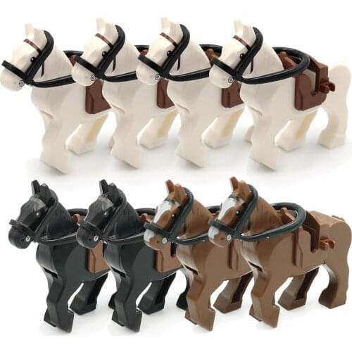 Builiding Blocks Toys The Medieval Knights Horse Battle Steed Wolf Model Funning Diy Assembly Accessories Gits For Kids