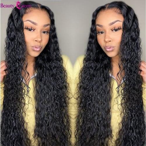 Transparent Water Wave Lace Closure Front 100% Human Hair Wigs Pre Plucked 13x4 Lace Frontal Wigs 12-32 inch Brazilian Remy Hair