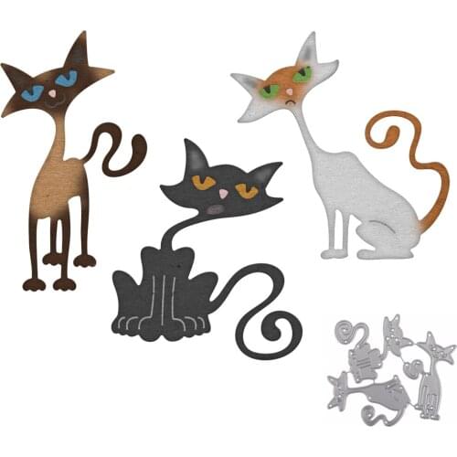 Three Adorkable Cats Metal Cutting Dies New 2019 Stencils for DIY Scrapbooking DIY Paper Cards Craft Making and Fun Decoration