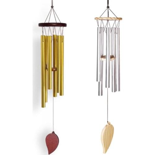 Outdoor Wind Chimes Yard Garden Tubes Bells Leaf Ornaments Hanging Windchime Soothing Sounds Home Decoration
