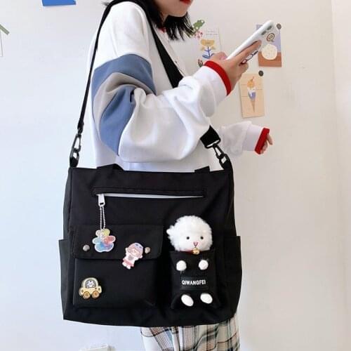 Large capacity nylon school bag for women messenger bags lovely Harajuku female student shoulder bag Preppy Crossbody book Bags