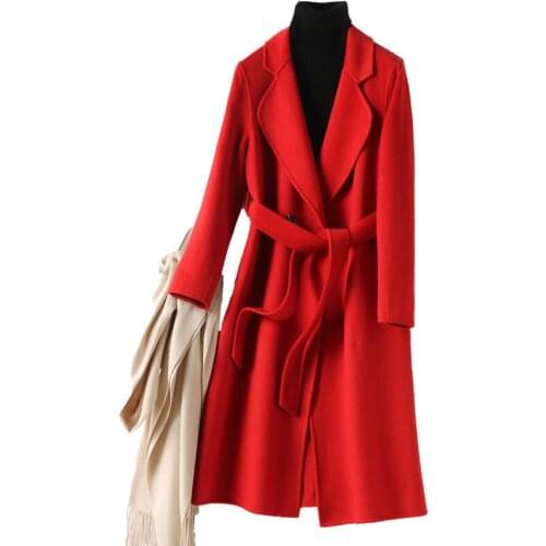Winter 90% Wool Coat Female Long Elegant Woolen Jacket Women Vintage Cashmere Jackets Korean Fashion Ladies Manteau Femme 2020